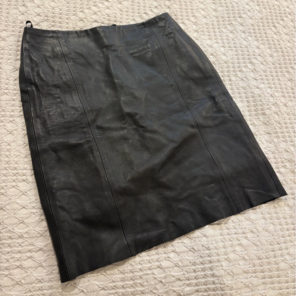 Vintage Genuine Leather Skirt MIDI Skirt